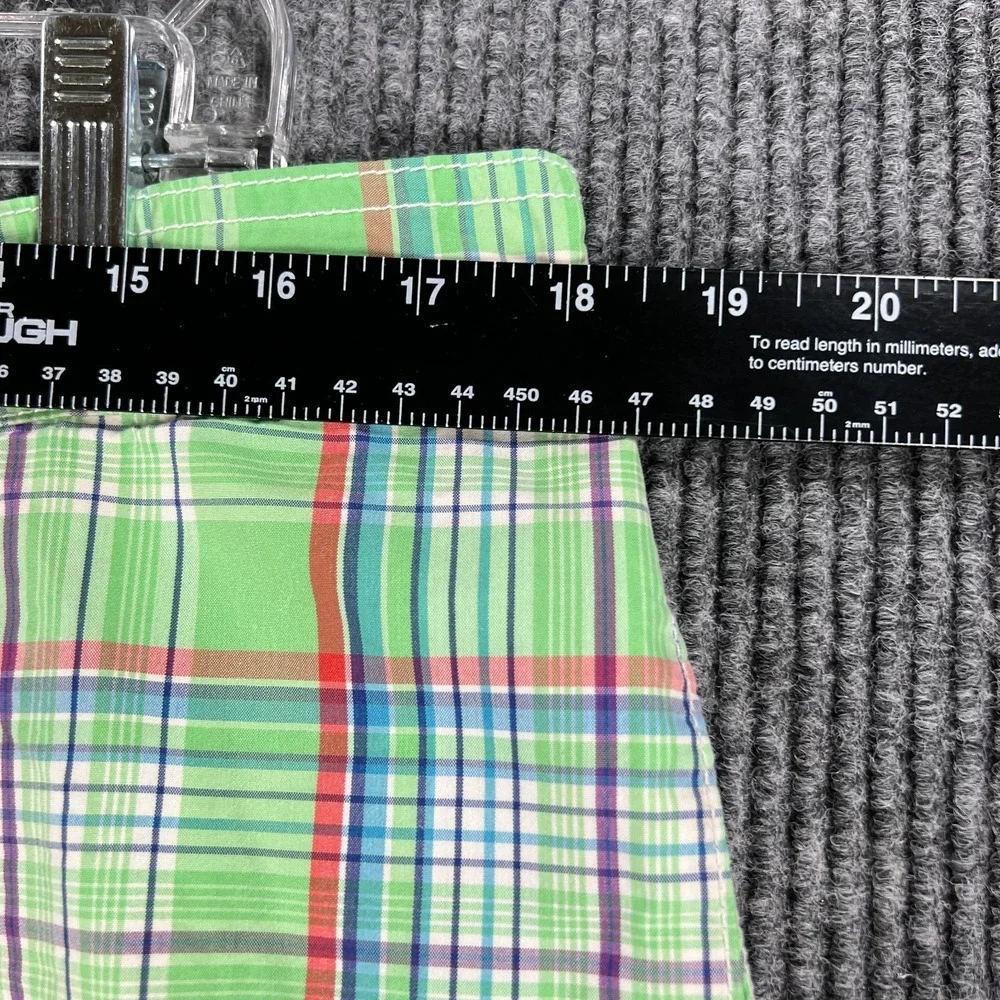 Polo Ralph Lauren Swim Trunks Mens Size Large Green Plaid Drawstrings Beach Pool